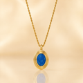 Blue Oval Gold Necklace