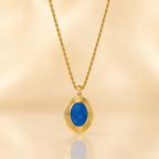 Blue Oval Gold Necklace