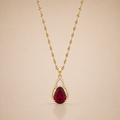 Ruby Drop Gold Necklace