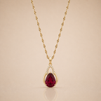 Ruby Drop Gold Necklace