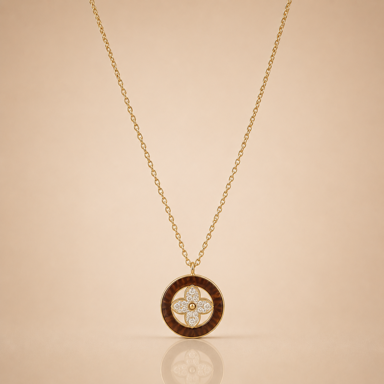 Golden Clover Circle Necklace