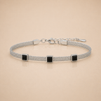 Silver Emerald Mesh Bracelet