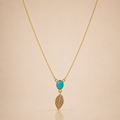 Turquoise Leaf Gold Necklace