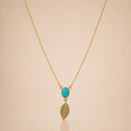 Turquoise Leaf Gold Necklace