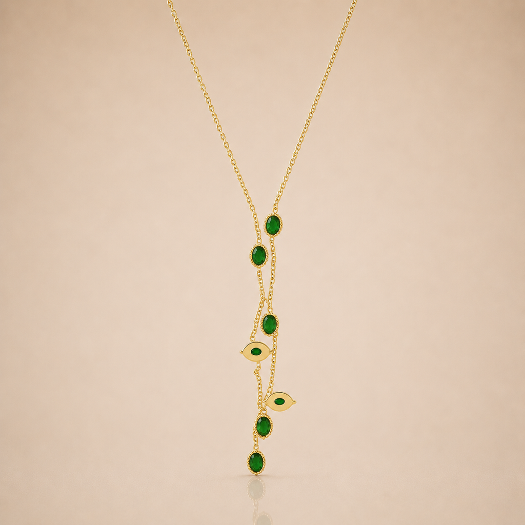 Golden Emerald Drop Chain