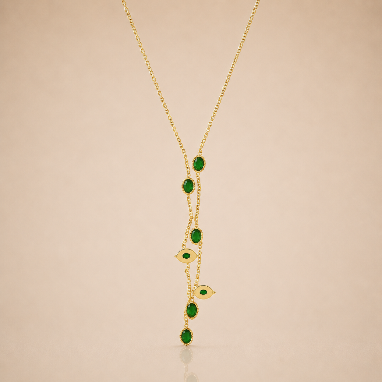 Golden Emerald Drop Chain