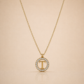 Gold T-Bar Circle Necklace