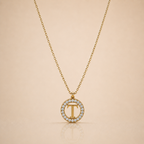 Gold T-Bar Circle Necklace