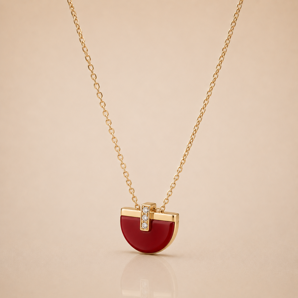Ruby Arc Gold Necklace