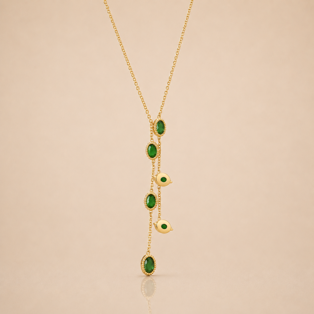 Golden Emerald Drop Chain