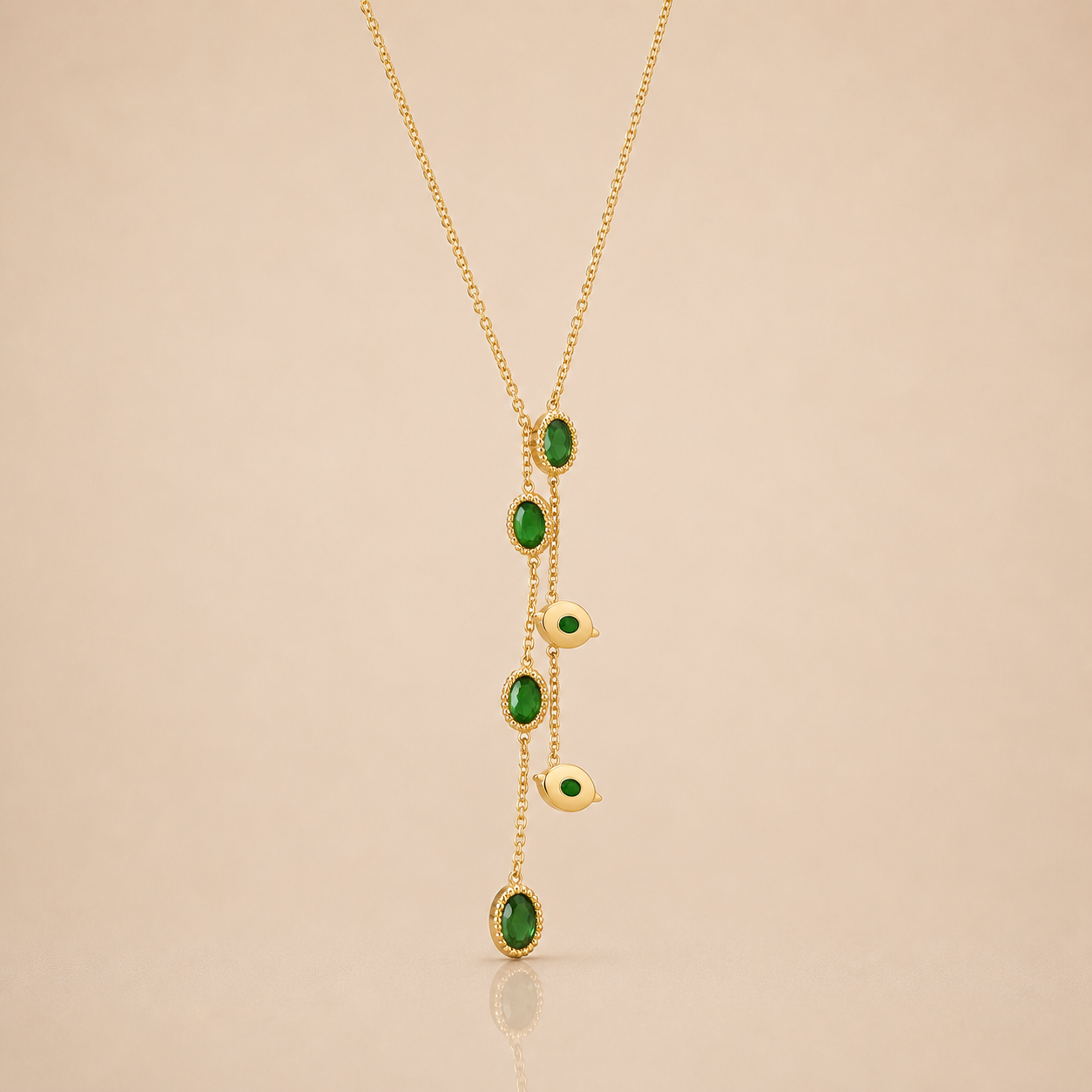 Golden Emerald Drop Chain