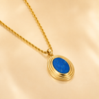 Blue Oval Gold Necklace