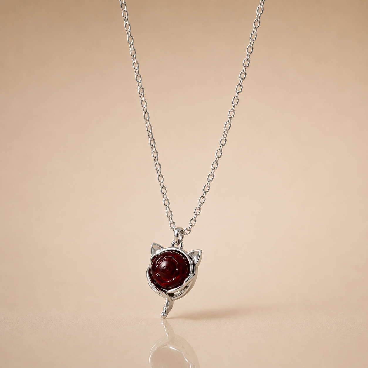 Red Stone Kitty Necklace