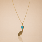 Turquoise Leaf Gold Necklace