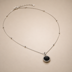 Black Round Silver Necklace