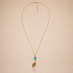 Turquoise Leaf Gold Necklace