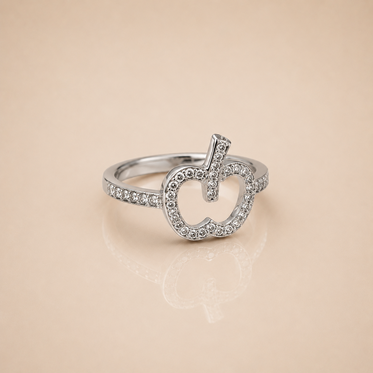 Diamond Look Apple Ring