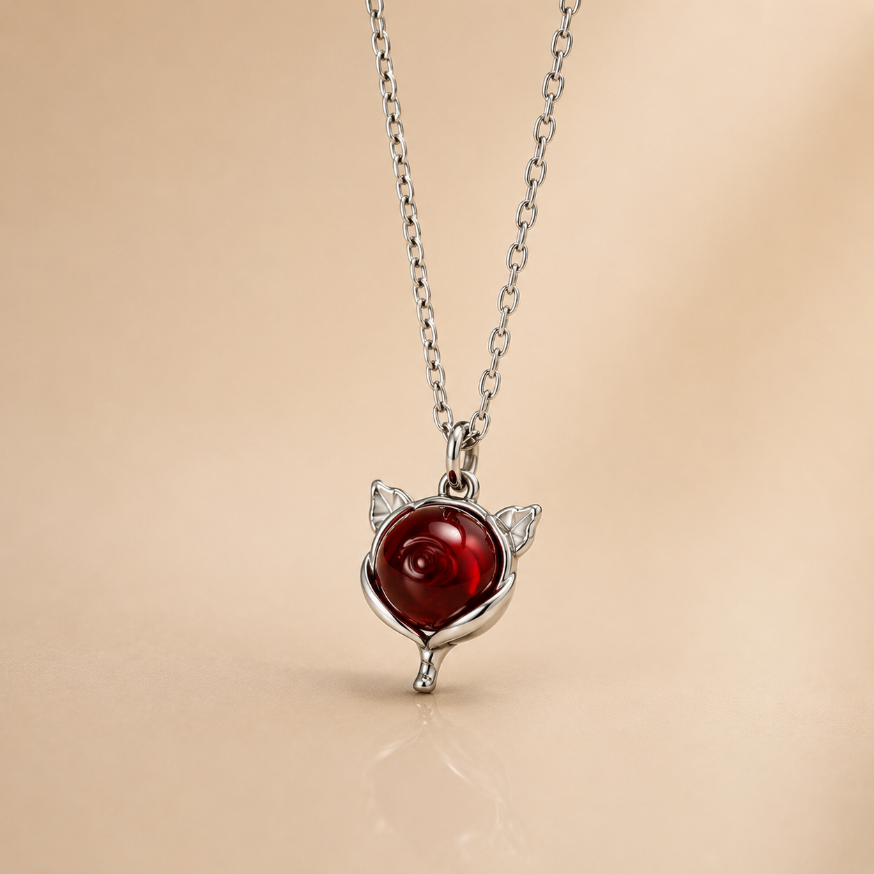 Red Stone Kitty Necklace