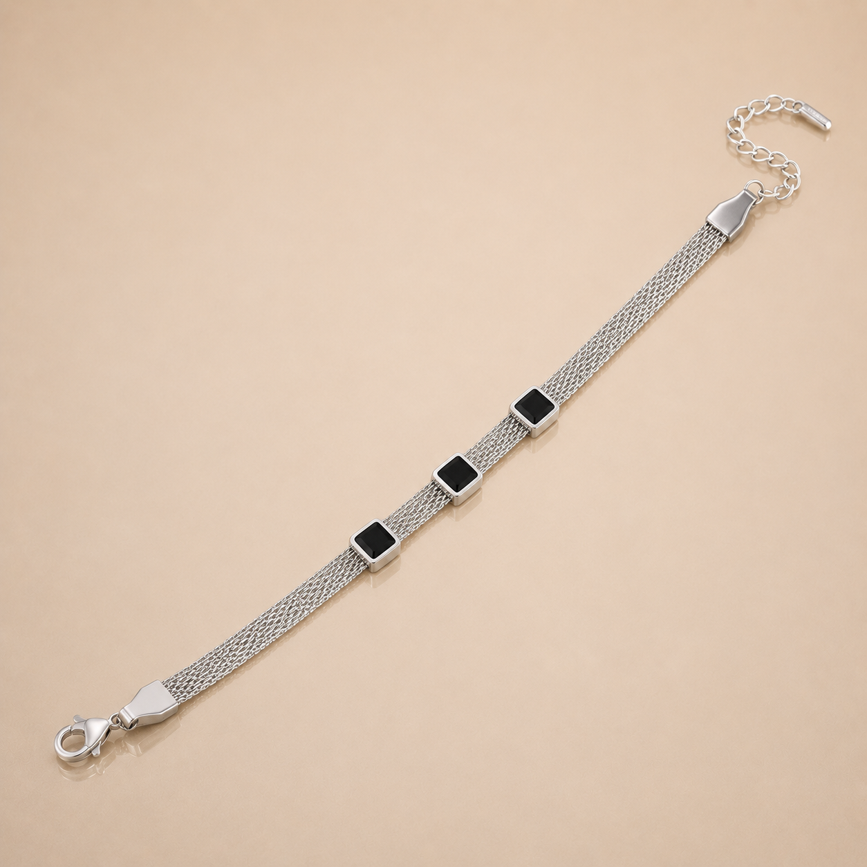 Silver Emerald Mesh Bracelet