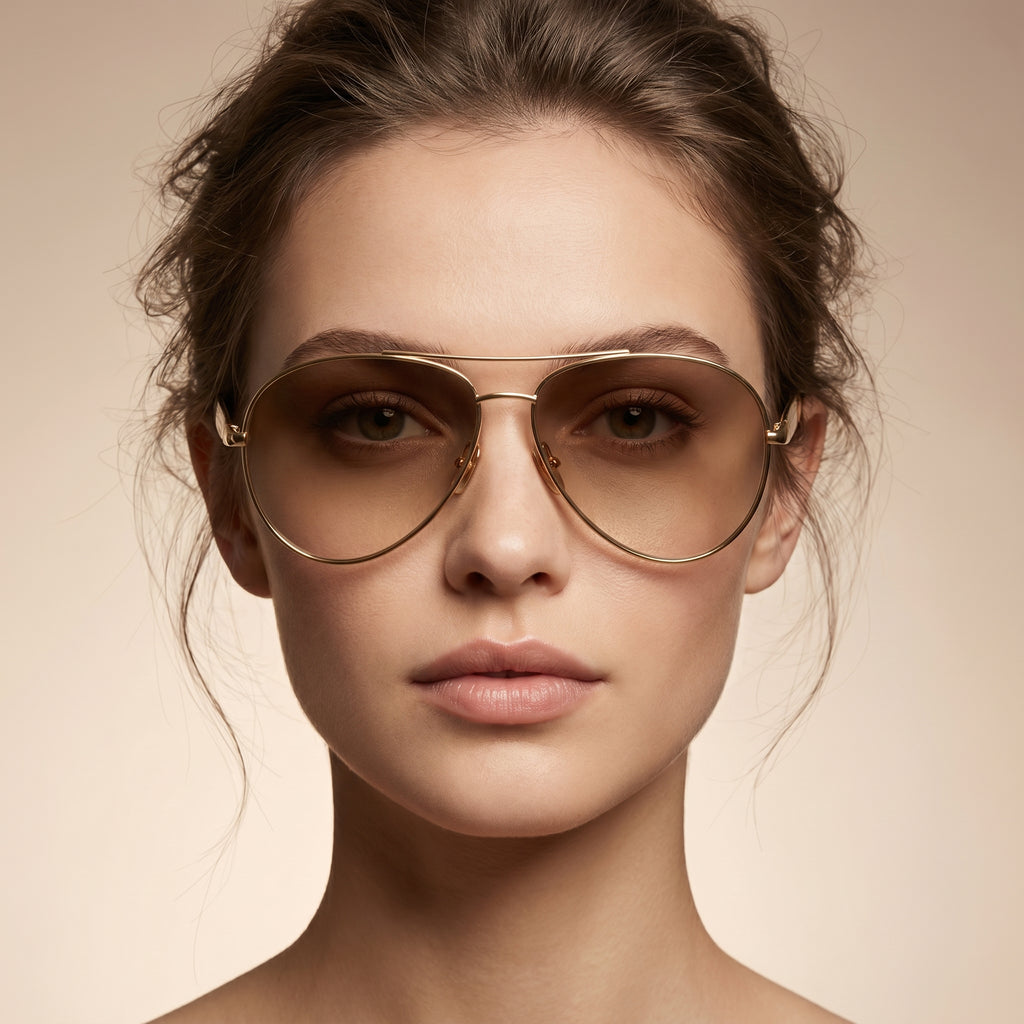 Large Frame Double Bridge Metal Fashion Glasses
