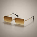 Men's Square Frameless Brown Flat-Top Retro Glasses