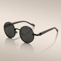 Unisex Round Black Metal Glasses
